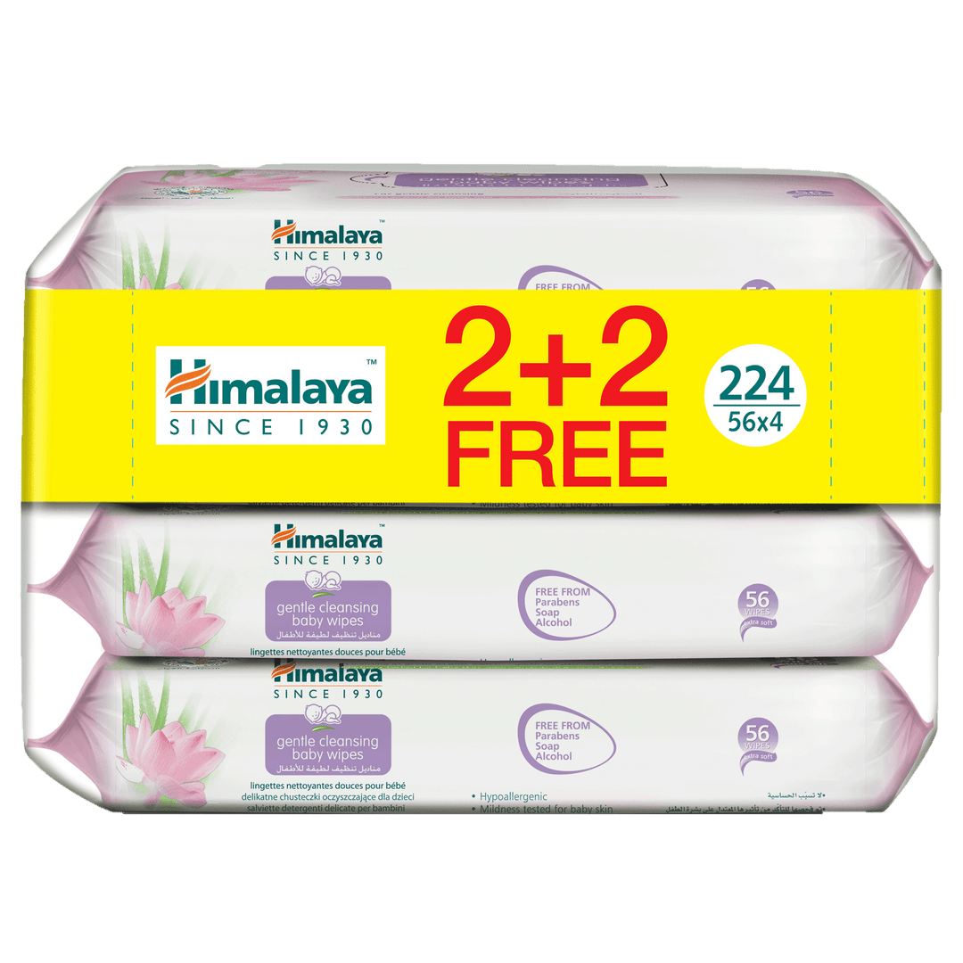 Himalaya Gentle Baby Wipes Offer Pack (2 + 2 Free) - Easy Cleansing