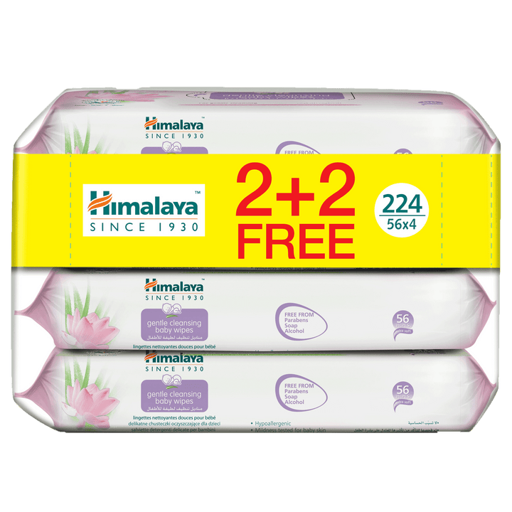 Himalaya Gentle Baby Wipes Offer Pack (2 + 2 Free) - Easy Cleansing
