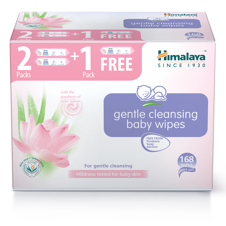 Gentle Cleansing wipes, Pack of 3 (2+1 Free) - 168 Wipes
