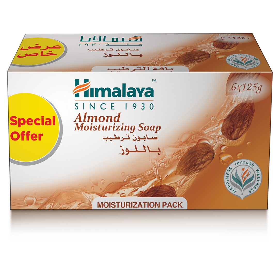 Himalaya Almond Moisturising Soap 6x125g - Moisturizes & Cools Skin